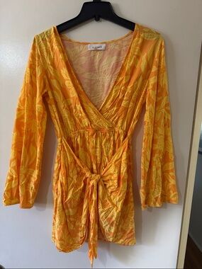 l*space Yellow Orange Floral Mini Dress